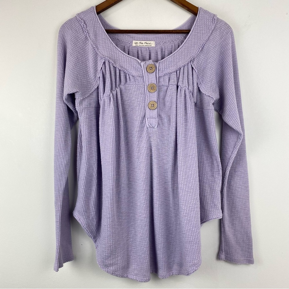 We The Free People size Small Women’s Purple Must Have Thermal Henley Top